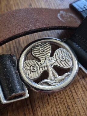 Black Kids Belt with Silver Celtic-Style Buckle